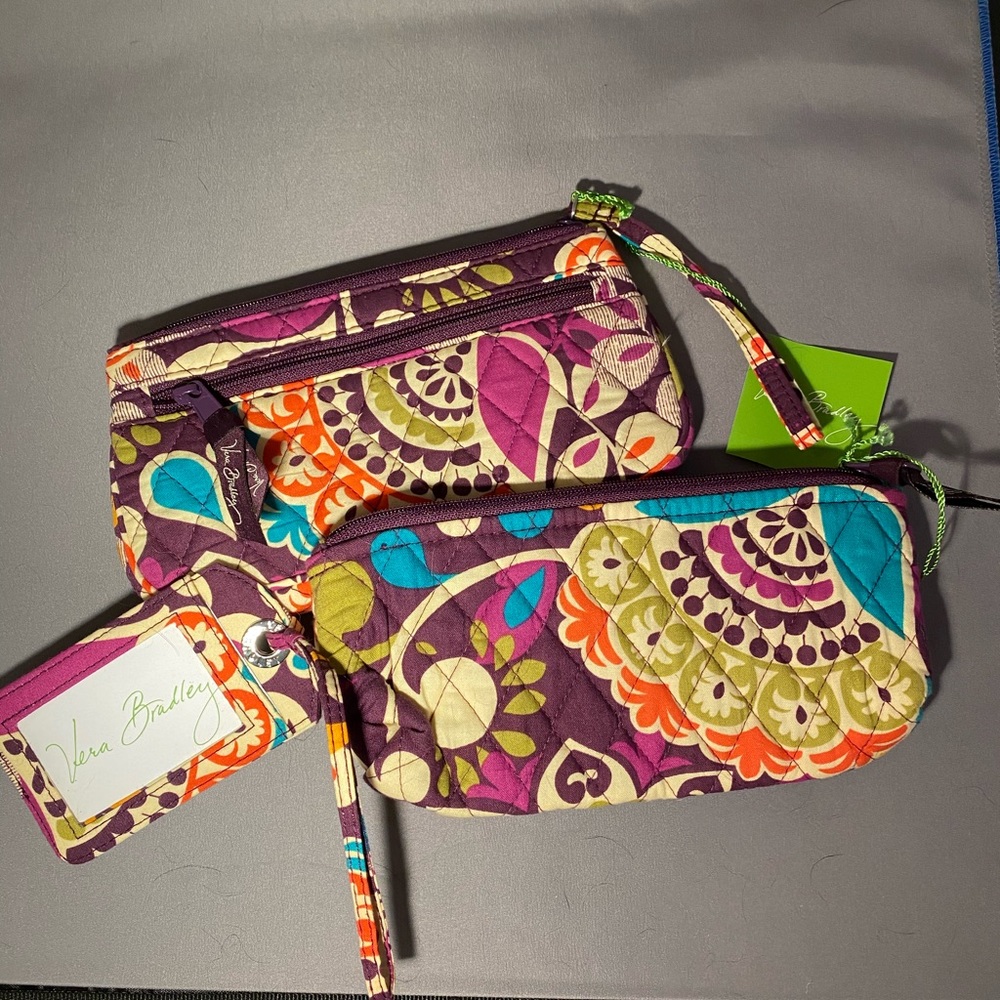 NWT Vera Bradley, Plum Crazy, 3 Piece Set